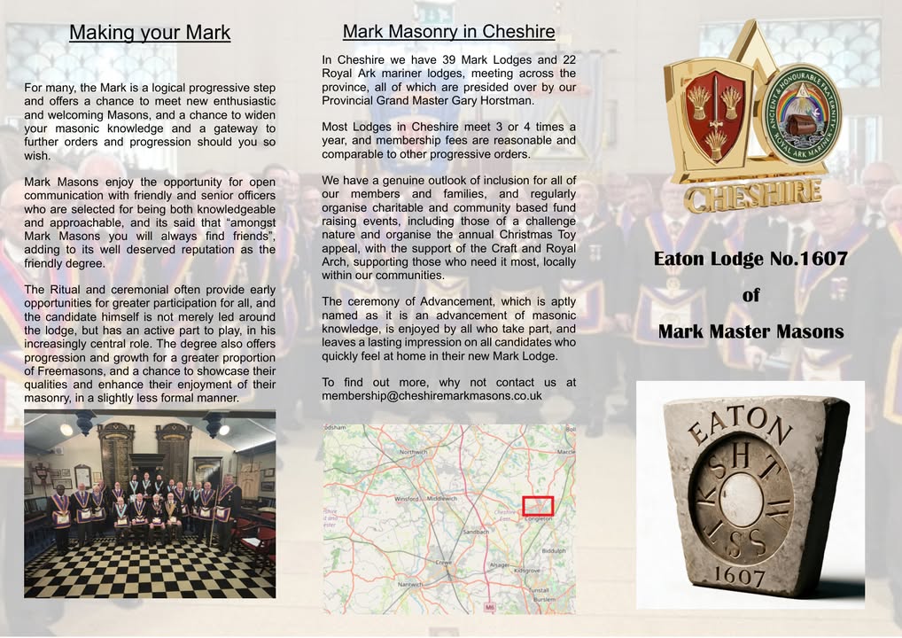 Province of Cheshire unveil the lodge specific Tri-Fold Brochure